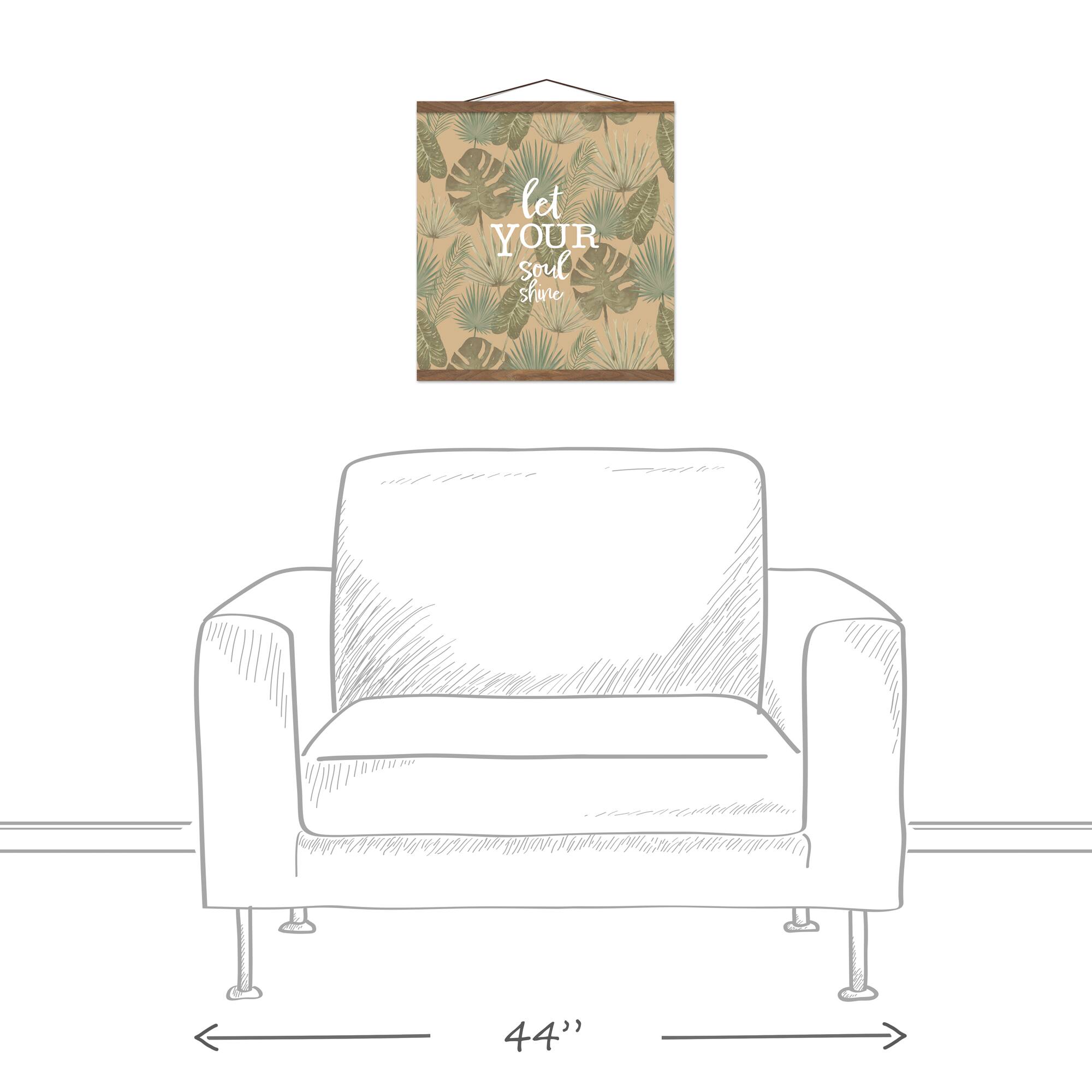 Let Your Soul Shine Tropical Palm Teak Hanging Canvas